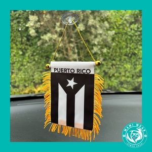 Puerto Rico Window Hanging Flag Banner B&W